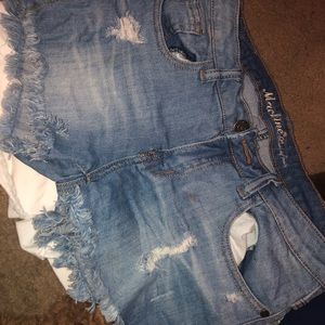 Ripped jean shorts